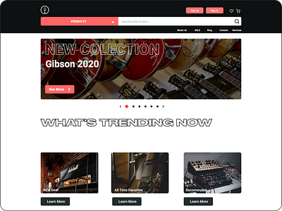 Music Shop UI Concept adobexd design dribbble landingdesign landingpage music shop ui uiux ux website