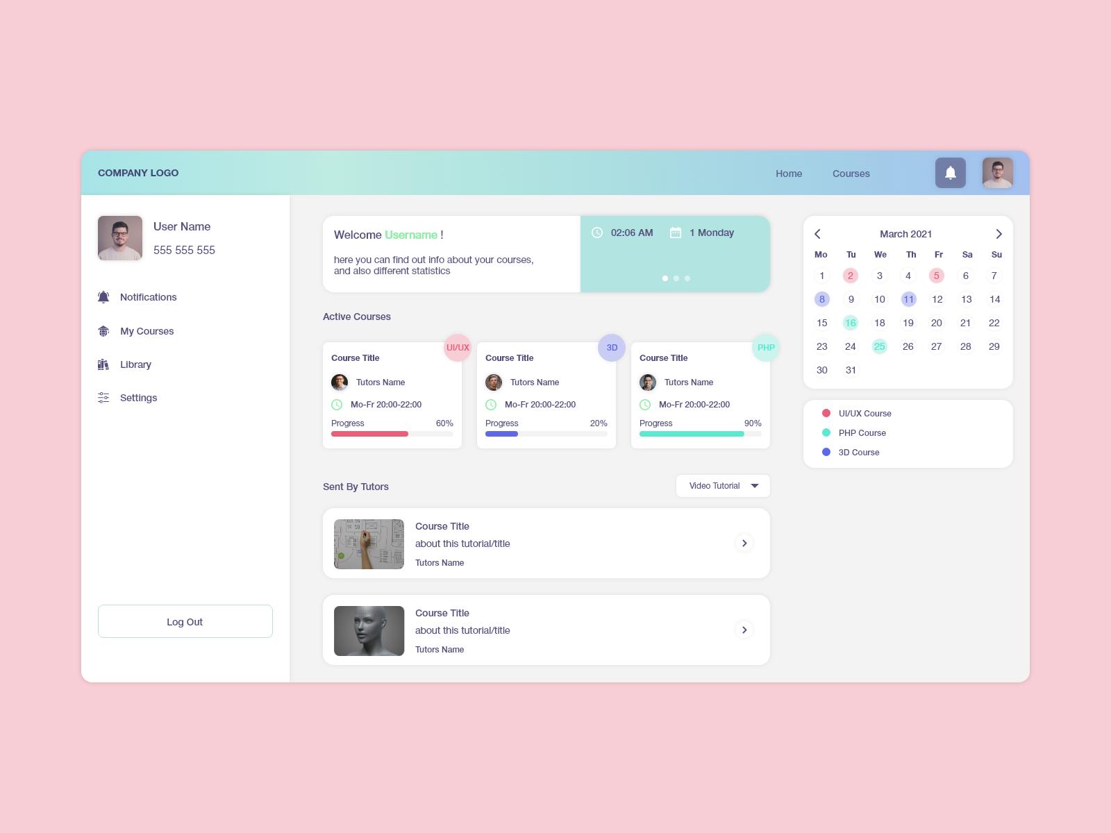 Online Course Dashboard by Migro on Dribbble