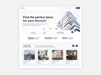 Avana: A Real Estate Website to find your perfect home apartment app architecture branding design house illustration logo real estate ui ux