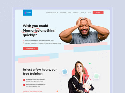 LearnSMPL Landing Page app assignment branding college design exam graphic design homework learning memorization school student test ui ux vector