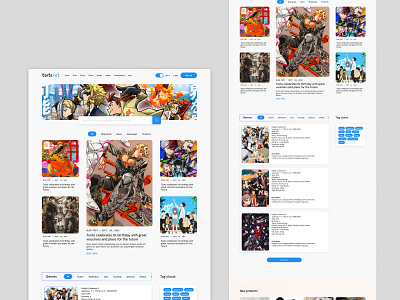 Landing page of anime website anime branding cartoon design graphic design store ui ux