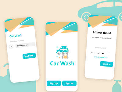 Car Wash Application androidapp appdesign appdeveloper application application design car carcleaning carwash carwashing dailyui mobileapp ondemand uberapps uidesign uiuxdesign uxuidesign washing cleaning