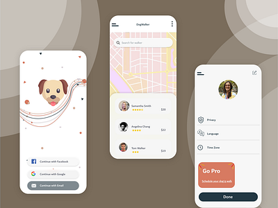 Dog Walker App android androidapp appdesign appdeveloper application application ui application ux ui appmaker daily ui dog dogwalker mobileapp ondemand uidesign uiuix uxuidesign