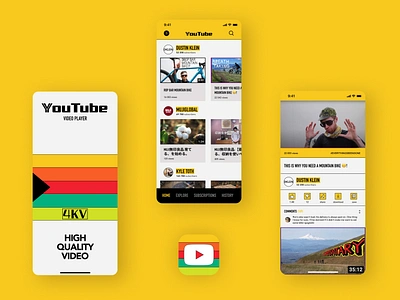 Youtube + style VHS app design player retro style typography ui video yellow youtube