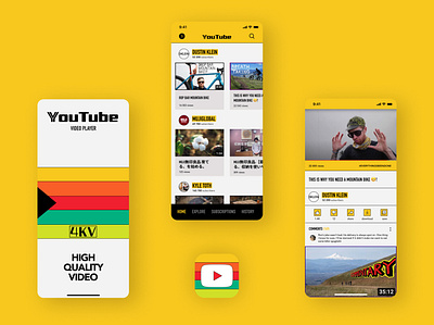 Youtube + style VHS app design player retro style typography ui video yellow youtube