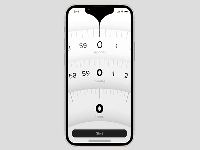 Timer 13mini animation app application bell black clock design figma grey illustration iphone motion numbers time timer ui vector watch white