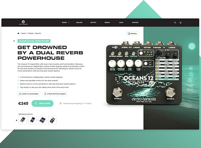 EHX Oceans 12 - Pedal Product page concept concept electro harmonix guitar modern design music pedal product page redesign reverb webshop