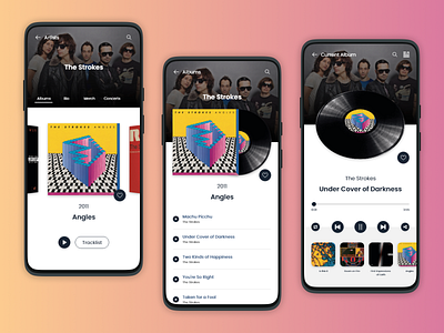 Vinyl Music Player - App UI Concept adobe xd album cover app design concept concept design mobile app mobile ui music music app music player the strokes ui vinyl