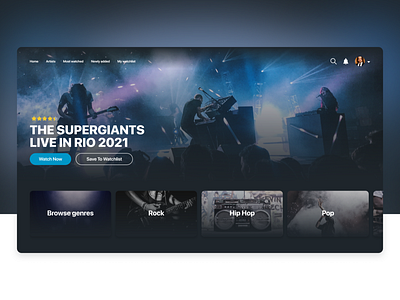 Live Show Streaming Platform - Concept UI 4k concept concert framer live show music performance prototype rebound streaming tv ui concept ui design