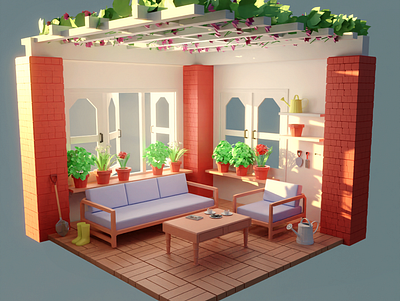 Backyard Lounge backyard blender lowpoly room