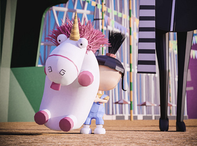 Agnes and her fluffy unicorn agnes blender lowpoly unicorn