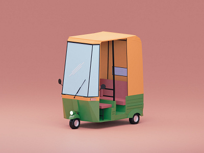 Tuk tuk blender india lowpoly stylized tuktuk