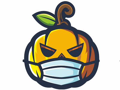 pumpkin mask cartoon covid 19 design halloween illustration logo logo mascot mascot mascot character pumpkin save halloween vector