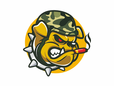 bulldog army army bulldog cartoon design dog esport illustration logo logo mascot mascot mascot character soldier vector