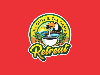 Retreat Coffee beach cartoon coffee illustrations logo mascot oasis paradise tea