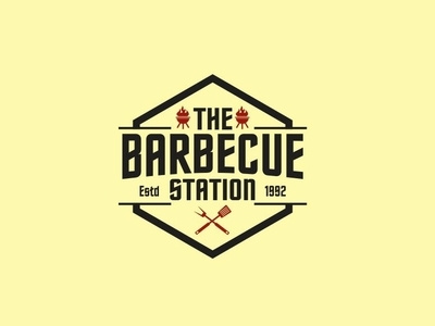 The Barbecue Station barbeque bbq branding icon logo minimalist retro simple typography