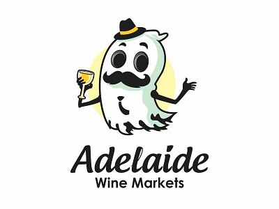 Adelaide Wine Markets beer branding cartoon cute design ghost illustration logo mascot vector wine