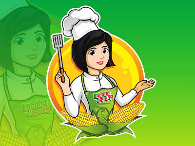 Ladang Jagung branding cartoon cheff corn cute design food girl icon illustration jagung logo mascot vector