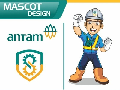 Mascot PT. Antam cartoon coal cool cute design gold icon illustration logo mascot safety vector