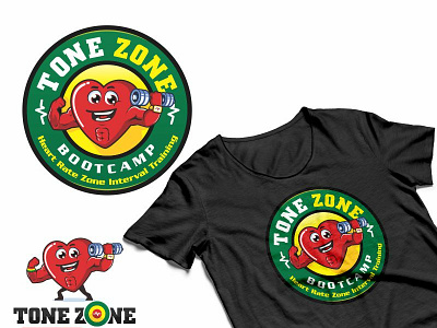 Tone Zone Bootcamp bootcamp branding cartoon cool cute design fitness heart icon illustration logo mascot simple vector