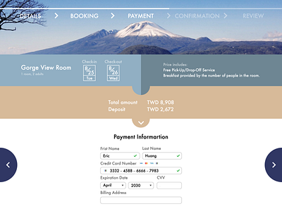 Mt. Fuji Resort Booking booking credit card checkout creditcard daily ui daily ui 002 design fuji japan mountain payment resort soothing travel traveling trip ui website