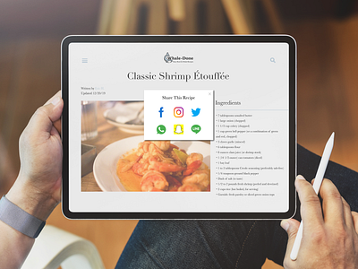 Share Recipes with Loved Ones app interface daily ui daily ui 010 dailyuichallenge design food and drink food app foodie ipad ipad app ipad pro loved restaurant share share button typography ux vector website