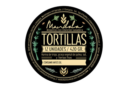Mandala "Tortilla label" branding design illustration logo typography