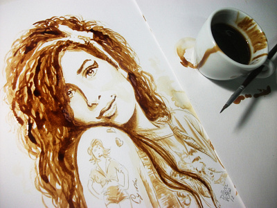 Coffee Art - Coffee Painting Portrait of Amy Winehouse