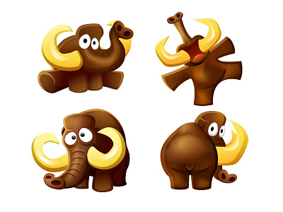Mammoth Mascot Character Set 2d character animal character design characterdesign icon set icons iconset illustration illustration design illustrator mammoth mascot mascot character mascot design mascot logo mascot logo design mascot logos