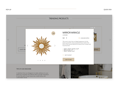 Pop-up - quick view design elegant luxury luxury brand ui uiux ux web webdesign