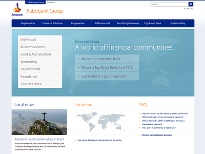 Rabobank.com — Global homepage blue business corporate global rabobank responsive website