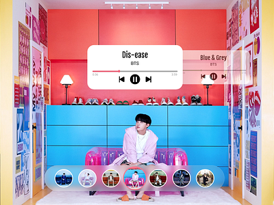 BTS Room Selection - Music Playlist AR Prototype adobe xd ar prototype bts glassmorphism home music playlist