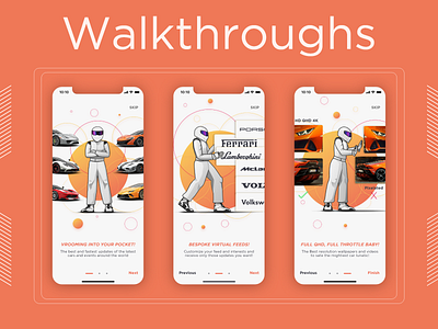 NetCarShow Redesign Concept App Walkthroughs adobe illustrator adobe xd adobexd app automotive car design guided tour illustration ios ios app launch ui uidesign uiux uiux design ux vector walkthrough