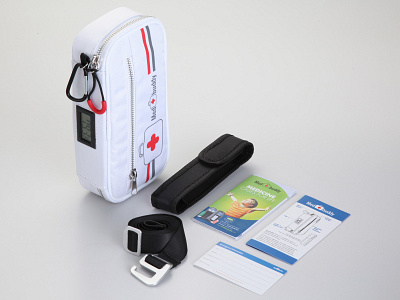Medbuddy Case and Marketing Materials Design brochure card case clean emergency first aid flyer manual marketing medical medical care modern photoshooting studio