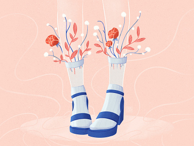 Bouquet aesthetic bouquet creative flat illustration flower flower illustration flower shop illustration plant shoes socks socks design