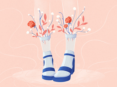 Bouquet aesthetic bouquet creative flat illustration flower flower illustration flower shop illustration plant shoes socks socks design