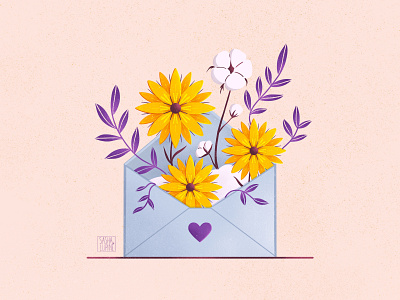 New Message app app design card creative envelope flat illustration flower flowers icon illustration letter message plant procreate website
