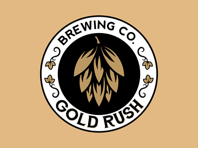 Gold Rush Logo alcohol beer beverage branding brewery design drink graphic design hop illustration logo minimal plant sops vector