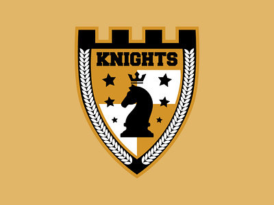 Knights Logo branding chess club crown design graphic design horse illustration knight logo minimal shield vector