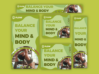 Yoga Web Banner advertising branding commercial design graphic design illustration minimal vector web banner workout yoga