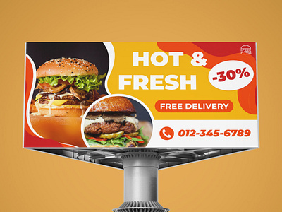 Fast Food Billboard billboard branding burger design fast food food graphic design illustration minimal vector