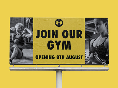 Gym Billboard billboard branding design graphic design gym illustration minimal signage vector workout