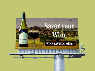 Wine Billboard beverage billboard branding design graphic design illustration minimal signage vector wine