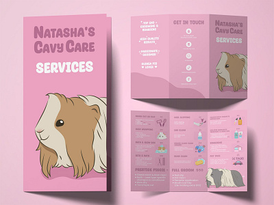 NCC Brochure animal brochure cute design dl flyer graphic design guinea pig illustration pink tri fold vector