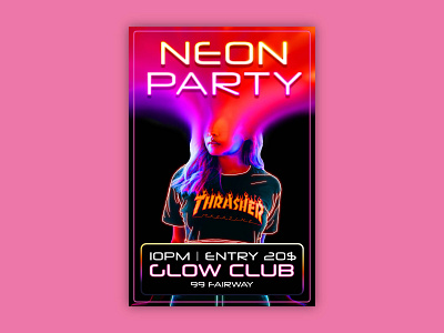 Neon Party Poster design flyer glow graphic design illustration invitation neon neon party occasion party poster