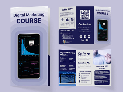 Tri-Fold Brochure Digital Marketing Course advertising brochure course digital marketing dl brochure minimal modern tri fold brochure