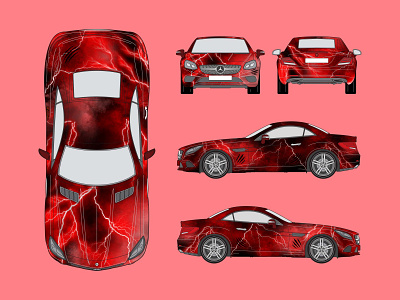 Car Wrap car design graphic design illustration red sport thunder vector vehicle vinyl wrap