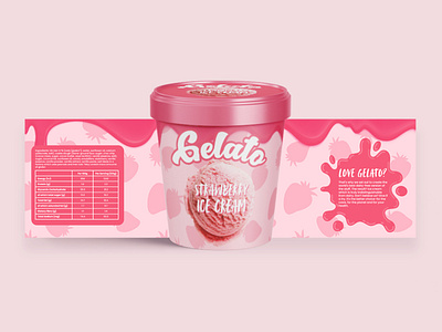 Gelato Ice Cream Label design graphic design ice cream illustration label minimal packaging pink playful vector