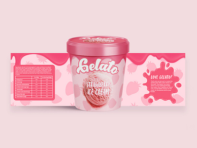 Gelato Ice Cream Label design graphic design ice cream illustration label minimal packaging pink playful vector