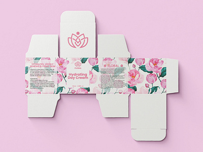 Floral Cream Packaging box branding cream floral illustration make up minimal packaging skincare vector